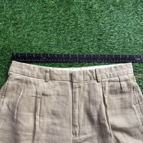 VTG 90s Polo Ralph Lauren 100% Linen Dress Pants Pleated Cuffed Mens 33x32 Beige image 10