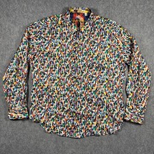 Robert Graham 2016 Men s Button Up Long Sleeve Flip Cuff Confetti Shirt XL Silk