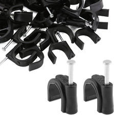 100 Pieces Half Clamps J-Hook with Nail, 1/2 & 3/4 Inch Black Pex Support Holder