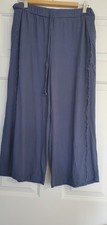 Umgee Women's Linen Blend Wide Leg Frayed Ble Pants Size L