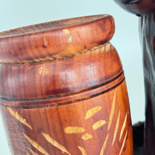 Chinese Hand Carved Wooden Figurine Brush Pencil / Holder Hangzhou Souvenir VTG - Picture 7 of 24