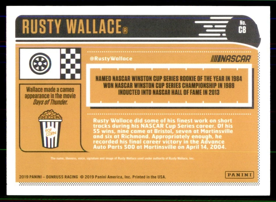 2019 Donruss Racing Classics #C8 Rusty Wallace - Image 2 of 2