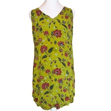 Old Navy Womens Medium Floral Shift Dress Green V-Neck Keyhole Back Sleeveless