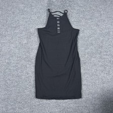 Victoria Sport Dress Womens Large Black Halter Bodycon Tank Knit Stretch