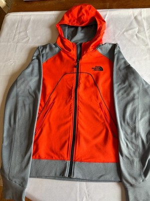 The North Face Mens Medium Orange Grey Colorblock Athletic Full Zip Jacket