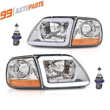 Clear Led Drl Headlights Clear Chorme For 1997-03 Ford F-150 1999-02 Expedition