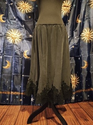 Dialogue QVC Black Silk and Lace Skirt  XL Rockabilly Goth