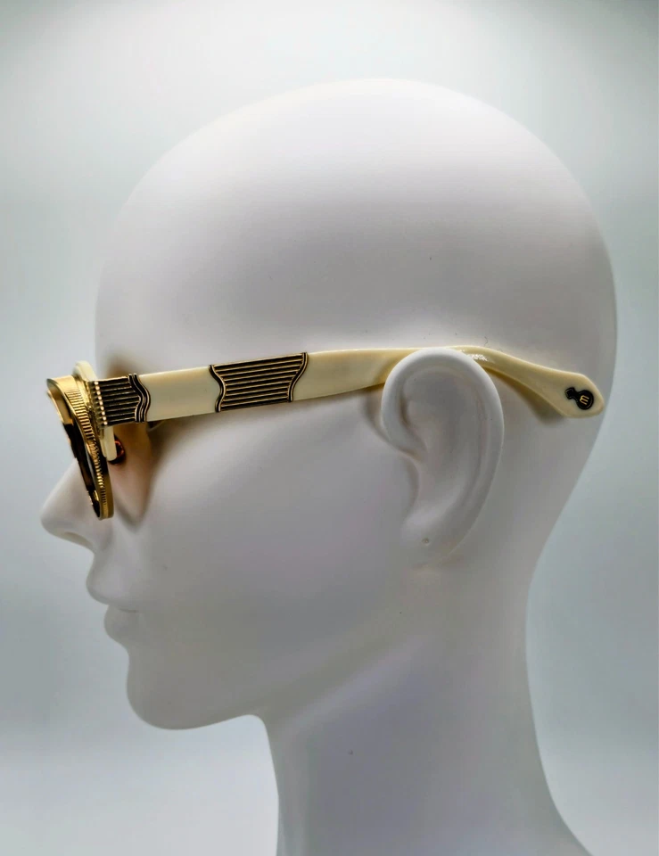 NUEVO Gafas de sol Matsuda 10605H doradas y blancas cepilladas 43-24-143 Japón Foto 4 de 4