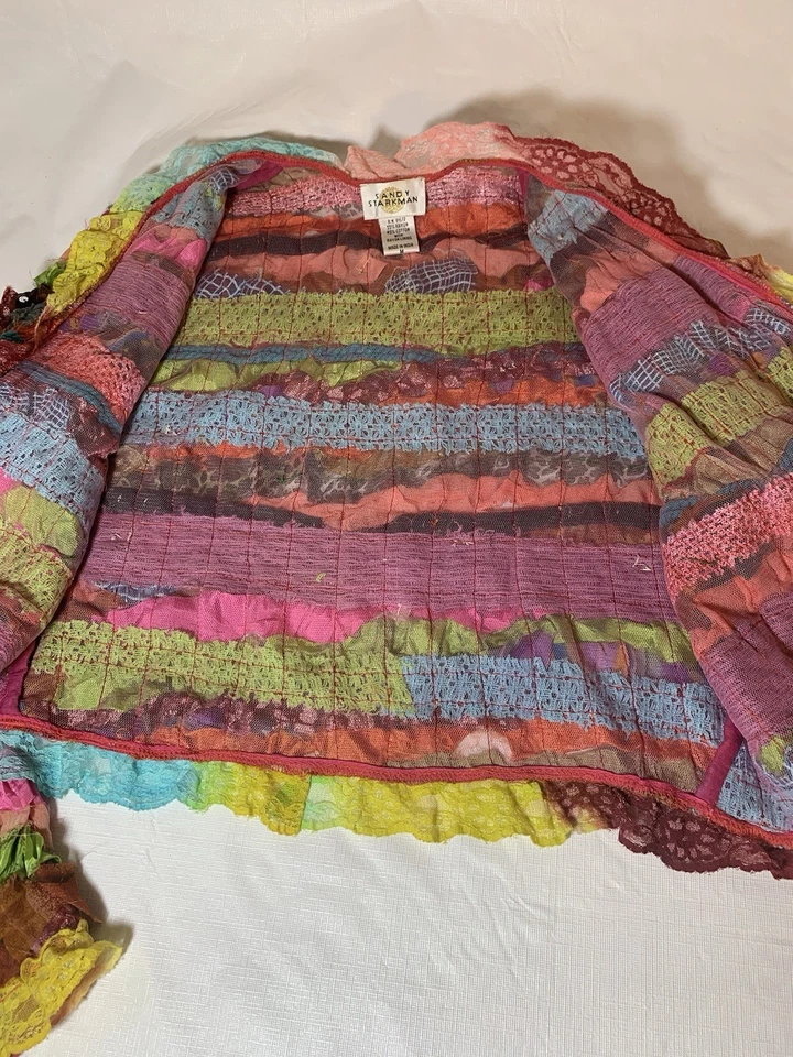 VTG Sandy Starkman Multicolor Lace Bolero Jacket US M , 80s/ 90s - Image 4 of 4