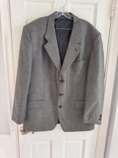 Yves Saint Laurent Men  s Blazer 100 Worsted Wool Gray Micro Hounds Sz 46L YSL