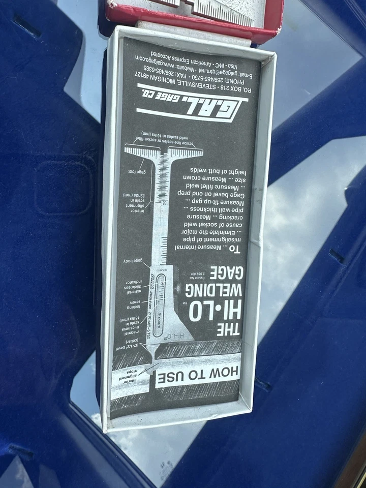 Vintage G.A.L. GAGE Co. “HI-LO” Tubería Montaje y Medidor de Soldadura Acero Inoxidable EE. UU. Foto 4 de 4