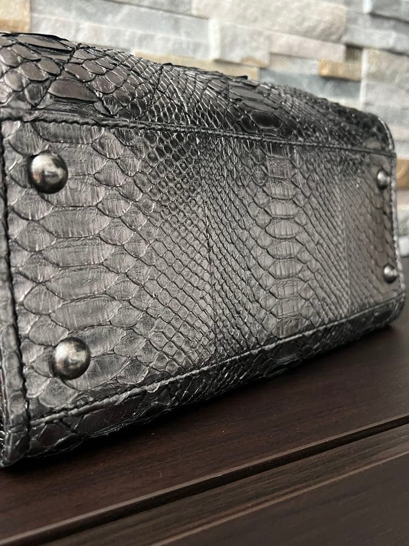 CHANEL Python Chain Boston Bag Silver Hardware La… - image 22