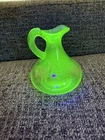 1930's  Anchor Hocking Green Depression Uranium Vaseline Glass Cruet No Stopper