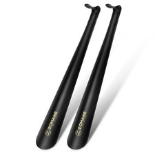 ZOMAKE Shoe Horn Long Handle for Seniors Men Women,Metal Black 2 Pcs-b