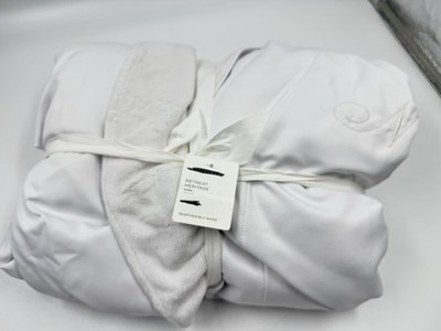 NWT Pottery Barn Retreat Heritage Robe White Large, Silky, Monogram  N 