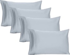 Pillow Cases Queen Size Set of 4, Ultra Soft 1800TC Hotel Quality Double Brus...