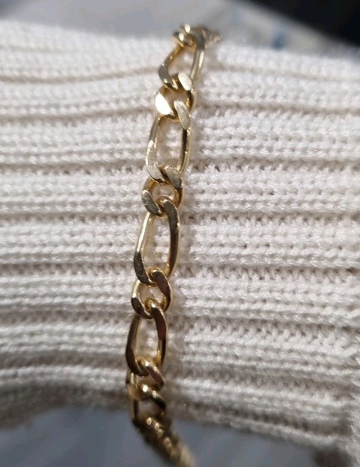 9ct Yellow Gold Solid Flat Curb Albert Chain Brac… - image 2