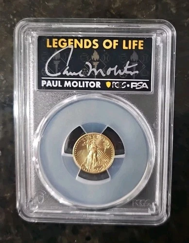 2022 $5 American gold Eagle PCGS First Day Of Issue MS70 Paul Molitor- RARE