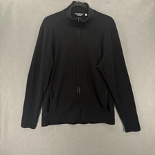 Ibex Sweater Jacket Mens Size L Black 100% Rambouillet Wool Full Zip USA READ