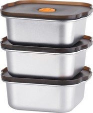 Small Food Storage Container Airtight Lid 450ml Stainless Steel PA-Free Set of 3