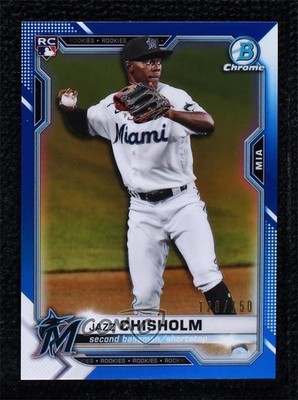 2021 Bowman Chrome Blue Refractor 128/150 Jazz Chisholm #57 Rookie RC 0q79