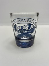 Niagara Falls New York Shot Glass Souvenir Light Blue Base Excellent Condition