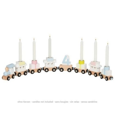 Geburtstagszug Holz Pastell mit Magnet Zahlen 1-6 Kerzenhalter Kinder Deko Goki