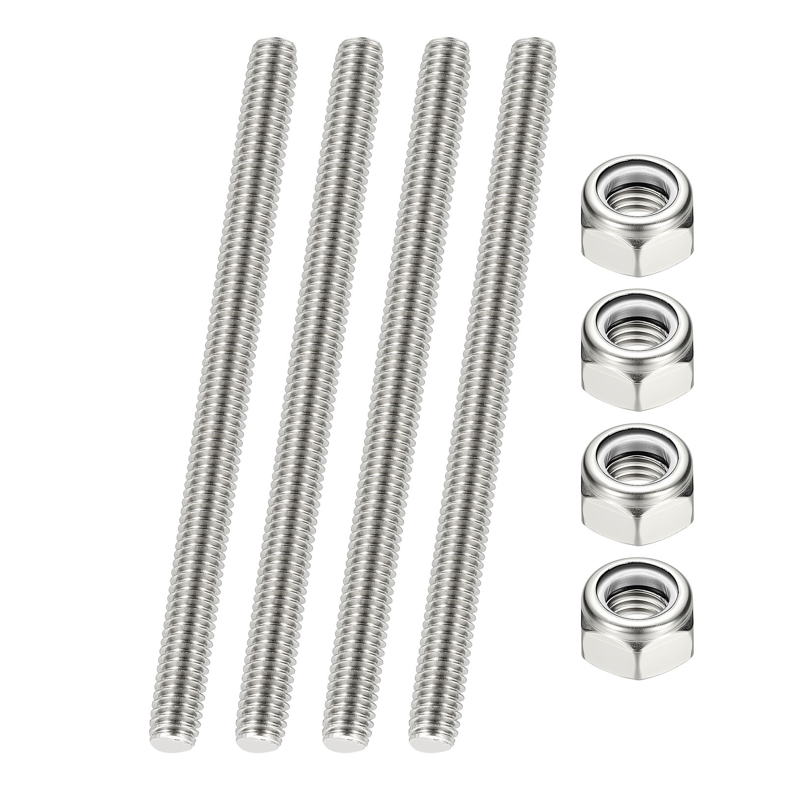4 Pcs 5/16"-18 UNC Fully Threaded Rod 3.94" Length Right Hand Thread w Nuts