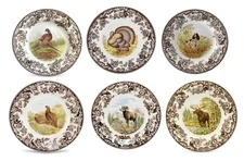 Spode woodland set of 6 X dinner plates- 6 unique designs  +-----3673-----