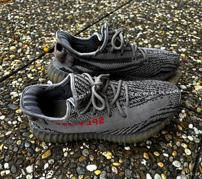 adidas Yeezy Boost 350 Herren Sneaker Grau/Schwarz/Rot EU 42,5 Low Top