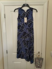 Monsoon Blue Kora Leaf Print Asymmetric Dress UK Size 8 BNWT Summer Holiday Boho