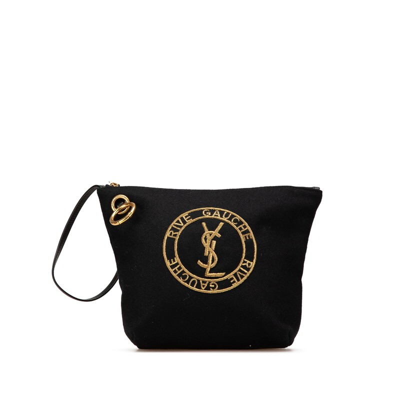 Pochette Saint Laurent Rive Gauche lana pelle nera donna usata autentica
