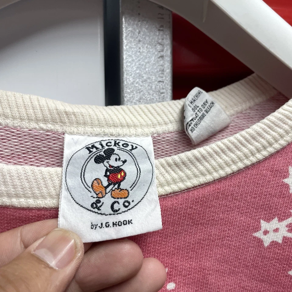 Vintage Mickey Mouse Shirt Adult Large Pink Long Sleeve Women's Pullover 90's - Image 2 of 4