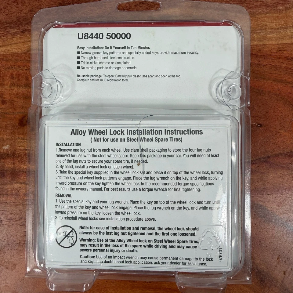 Kia Genuine Parts U8440 50000 Wheel Lock Set Protect Against Theft Made in USA - Image 2 of 3