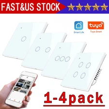 1/2/3/4 Gang WiFi Smart Wall Touch Light Switch Glass Panel For Alexa/Google APP