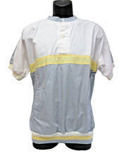 Vtg CHRISTIAN DIOR Monsieur Shirt Men's M White Gray Short Sleeve Banded 90s