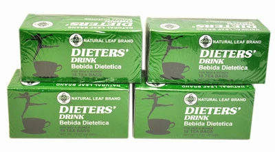 Dieters' Drink Bebida Dietetica Natural Leaf Brand Dieters 72 Tea Bag 4 BOXES