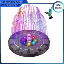 Solar Fountain Pump Bird Bath Solar Power Glass Panel 6 LED Light for Pond Decor
