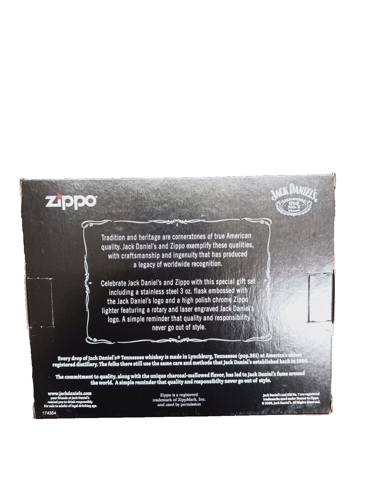 Zippo 24652 Jack Daniel's Lighter & Flask Gift Set High Polish Chrome
