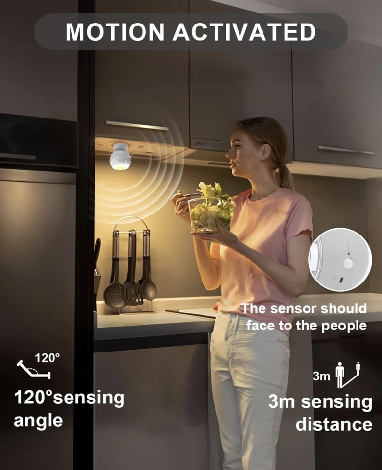 Pack de 2 apliques de pared LED, a batería, 3 modos, sensor de movimiento, luz de imagen Foto 4 de 4