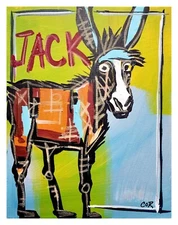 CORBELLIC ORIGINAL PAINTING 14X11 JACK DONKEY IMPRESSIONISM CANVAS INTERIOR ART