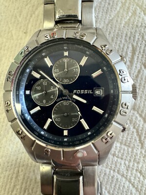 Fossil Blue Chronograph Watch CH-2332 Clear Crystal Water Resistant 100M 