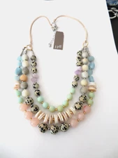 J.JILL TRIPLE STRAND COLORFUL BEAD  NECKLACE 18"