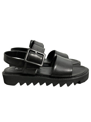 ASKA Ellis Black Leather Platform Sandals  39 / 9 Retail $275 ITALY NIB