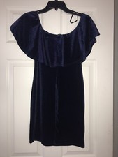 NWT Forever 21 Stretchy Velvet Navy Blue Sleeveless Mini Dress Size L