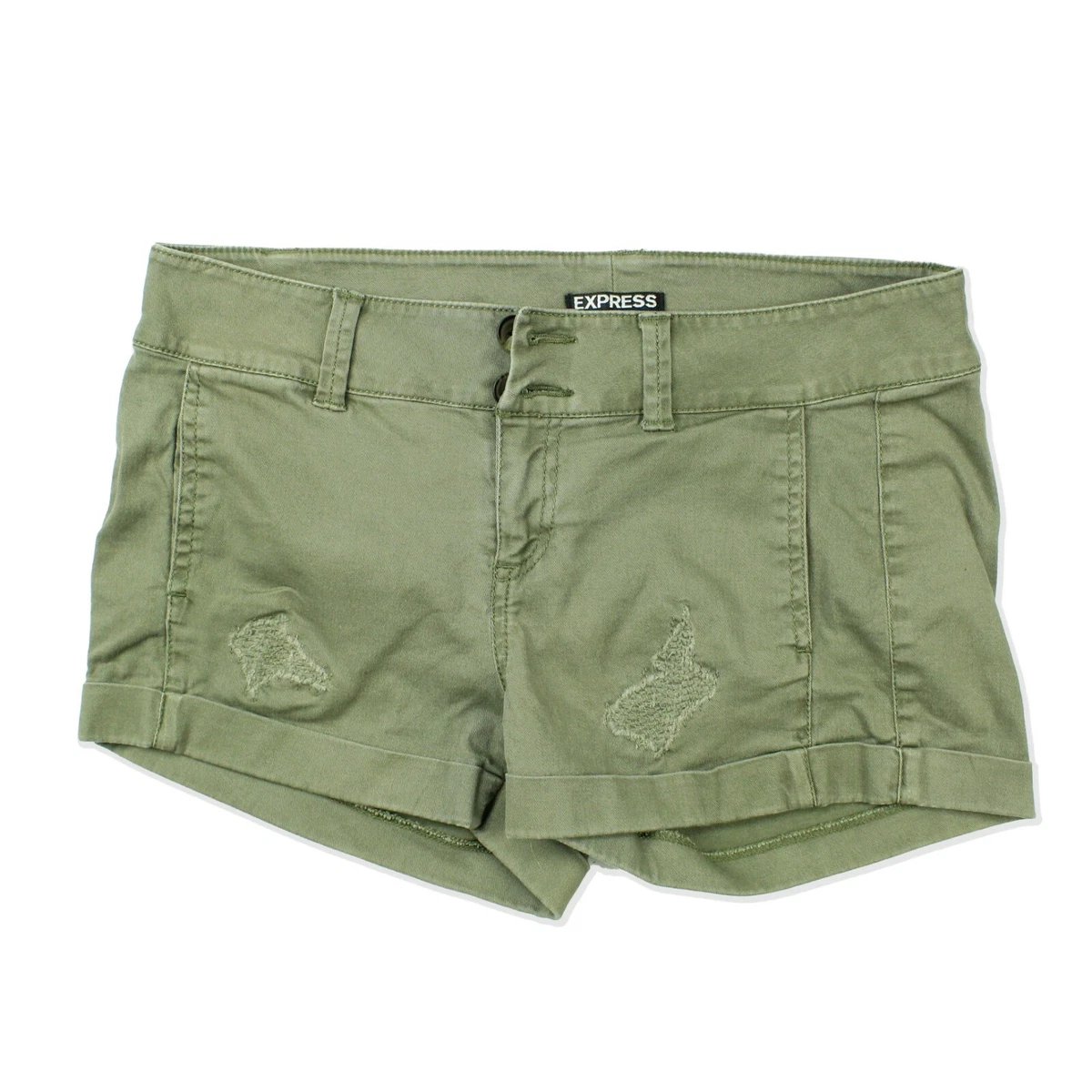 EXPRESS Women s High Waisted Casual Sailor Khaki Shorts Green Size 2