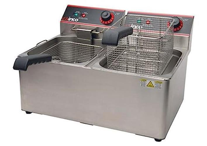 Winco Commercial-Grade Electric Countertop Deep Fryer, Dual Well,Silver 