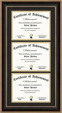 ,14X29 Triple Certificate Frame with 3 Openings for Three 8.5X11 Diploma(Color O
