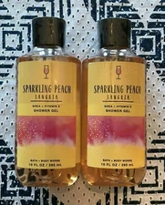 BATH AND BODY WORKS SPARKLING PEACH SANGRIA SHOWER GEL,10 OZ, LOT OF 2, NEW!
