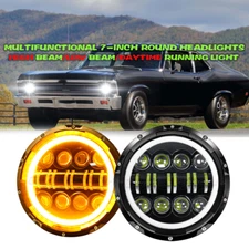 DOT Approved 7" inch Round Led Headlight High-Low Beam for Chevy II/Nova 1969-79